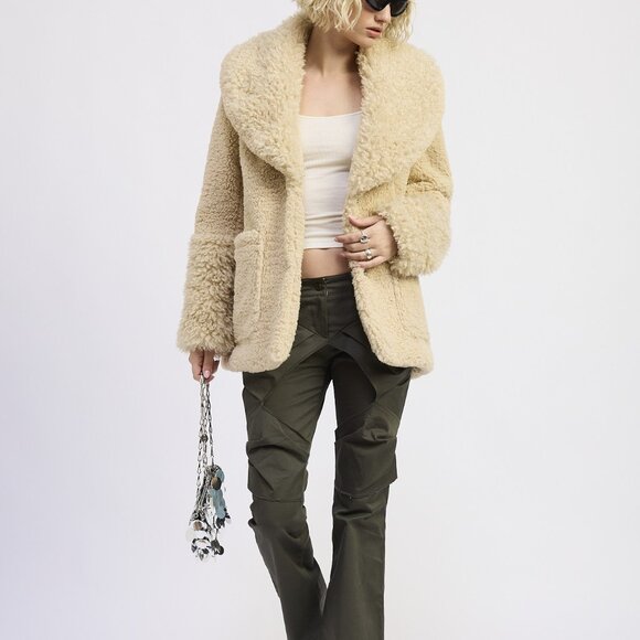 FUR TRIMMED FLEECE JACKET WITH POCKETS - Picture 3 of 9